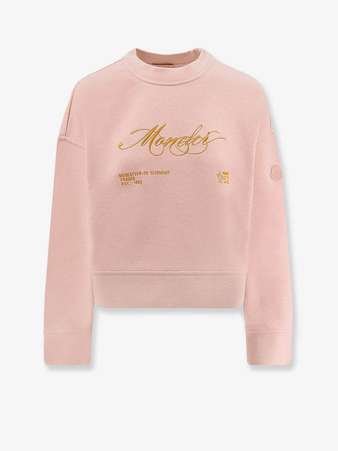 Moncler Cotton Sweatshirt With Logo Patch Rosa