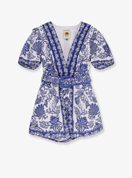 Farm Rio Shell Garden Cotton Jumpsuit Shell Garden Off-White