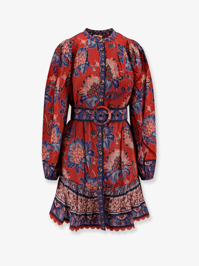 Farm Rio Luang Cotton Blend Mini Dress Luang Red