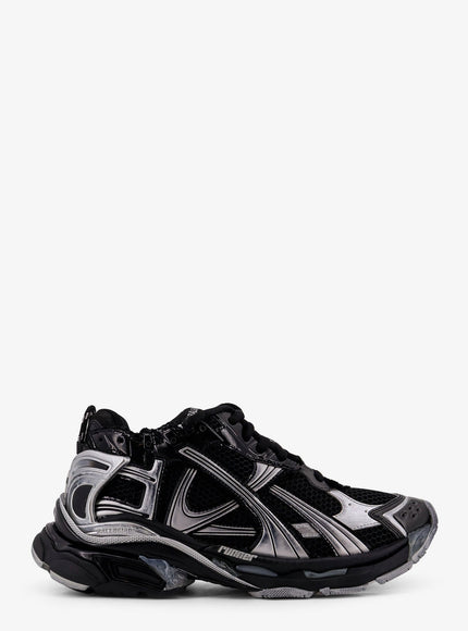 Balenciaga Runner Mesh And Leather Sneakers Black Silver