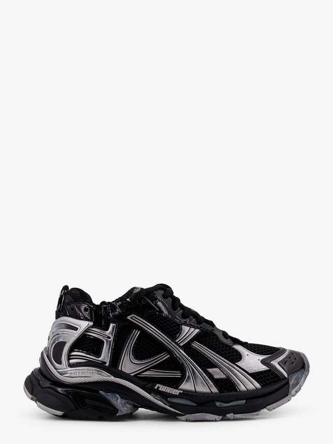Balenciaga Runner Mesh And Leather Sneakers Black Silver