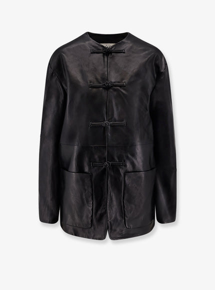 Rohe Mandarin Closure Leather Jacket Black