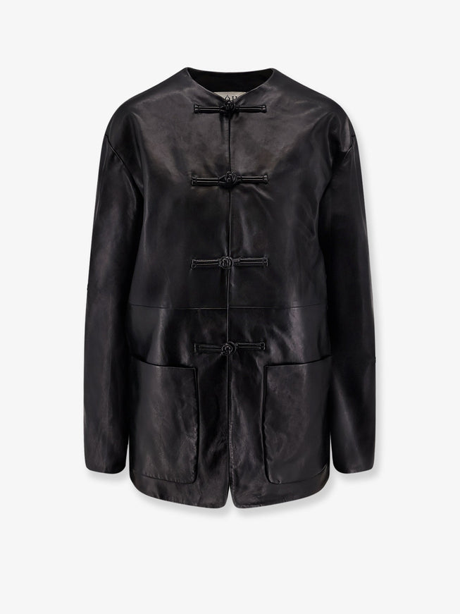 Rohe Mandarin Closure Leather Jacket Black