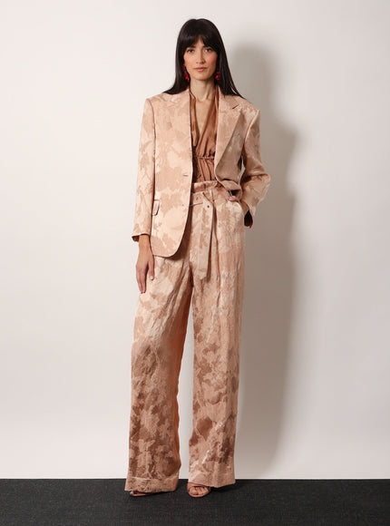 Dries Van Noten Jacquard Linen Blend Blazer With Floral Motif