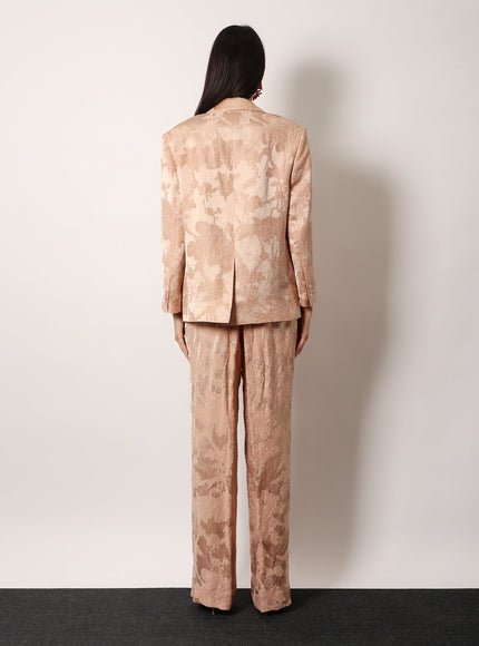 Dries Van Noten Jacquard Linen Blend Blazer With Floral Motif