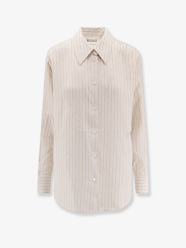 Rohe Silk Striped Shirt Classic Stripe