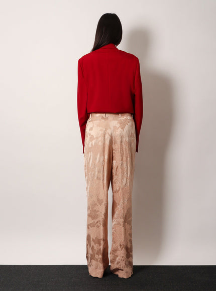 Dries Van Noten Damasked Linen And Viscose Trouser With Belt