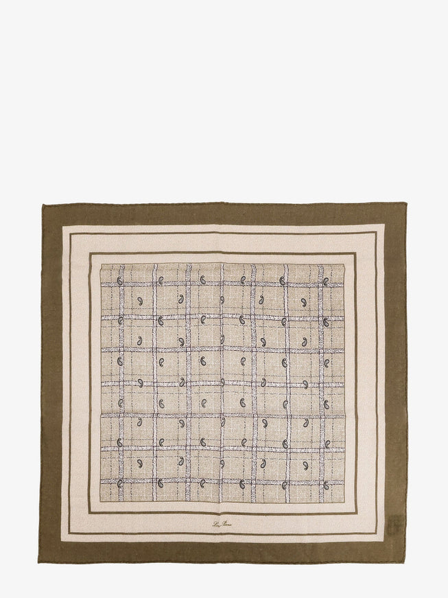 Loro Piana Boteh Cashmere And Silk Foulard Uni Green Powder Sand