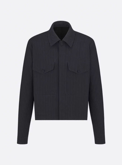 Dior Striped Wool Blazer With Semi-French Collar Noir