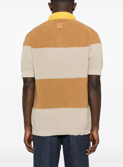 Fendi Striped Cotton Polo Shirt With Fendi Club Coat Of Arms