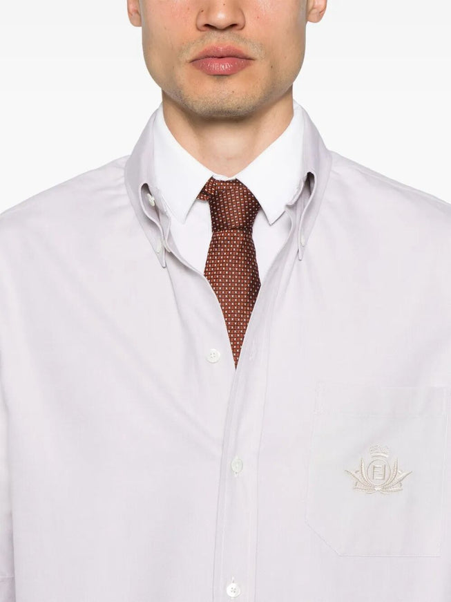 Fendi Oxford Shirt With Fendi Crest Embroidery