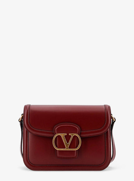 Valentino Garavani 9To5 Leather Shoulder Bag Uni Brick Ruby