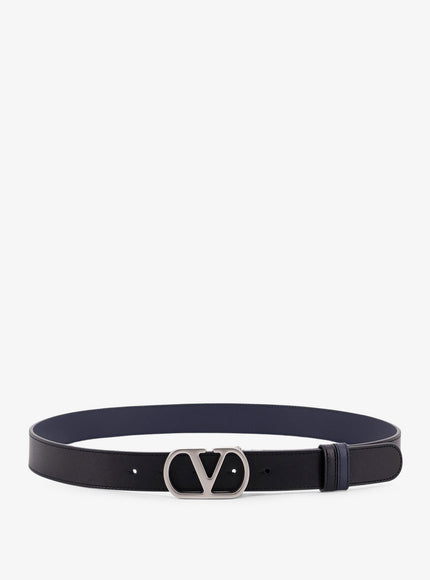 Valentino Garavani Vlogo Leather Reversible Belt Nero Marine