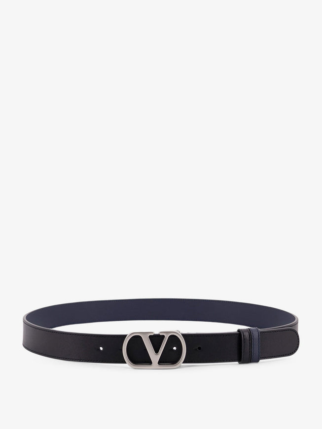 Valentino Garavani Vlogo Leather Reversible Belt Nero Marine