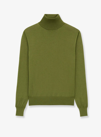 Saint Laurent Cashmere, Wool And Silk Turtleneck Sweater Vert Olive