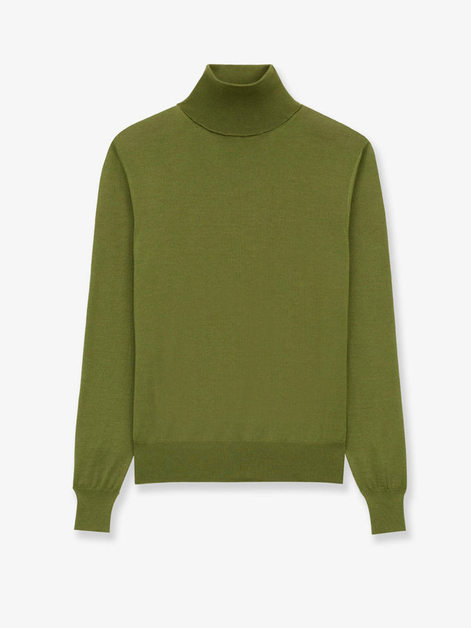 Saint Laurent Cashmere, Wool And Silk Turtleneck Sweater Vert Olive