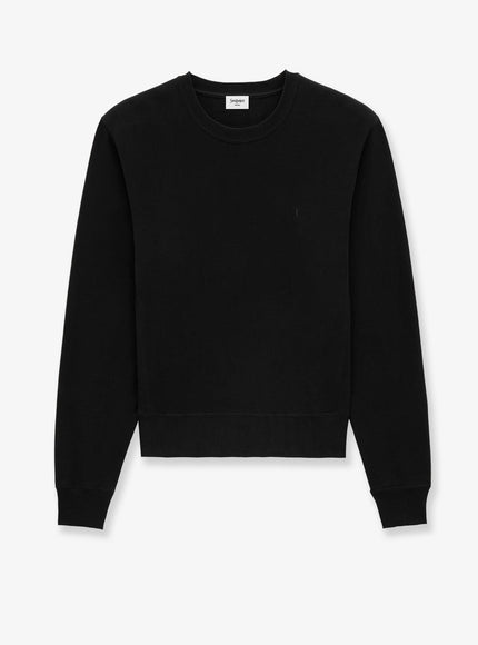 Saint Laurent Certified Cotton Sweatshirt With Cassandre Embroidery Noir