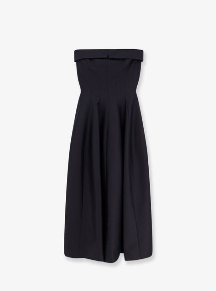 Alberta Ferretti Wool And Silk Midi Dress Nero