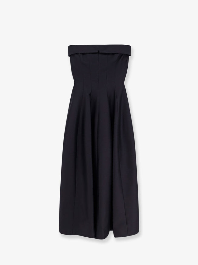 Alberta Ferretti Wool And Silk Midi Dress Nero