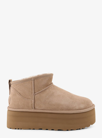 Ugg Classic Ultra Mini Platform Suede Ankle Boots Beige