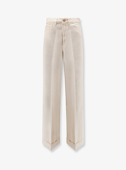 3X1 Flip Cuffed Cream Denim Trousers Crema