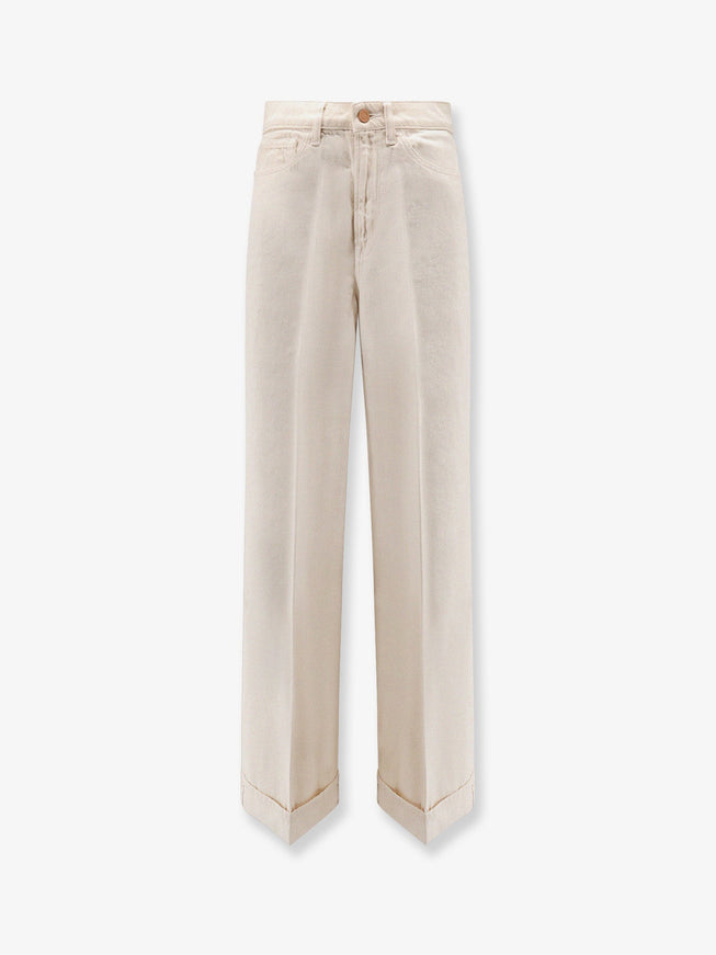 3X1 Flip Cuffed Cream Denim Trousers Crema