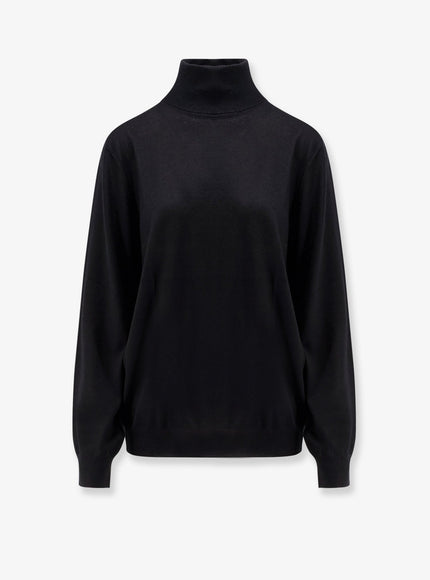 Brunello Cucinelli Cashmere And Silk Turtleneck Nero Grigio Scuro