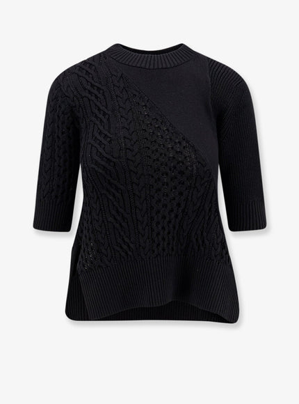 Sacai Cotton Blend Asymmetrical Sweater Black