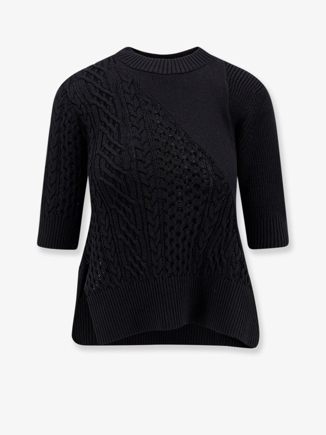 Sacai Cotton Blend Asymmetrical Sweater Black