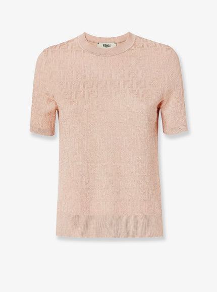 Fendi Ff Cotton And Viscose Sweater Pink Salt-25