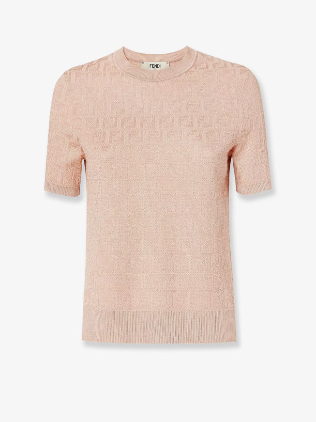 Fendi Ff Cotton And Viscose Sweater Pink Salt-25
