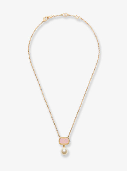 Valentino Garavani Ovalette Metal Necklace Uni Oro Rosa Cream
