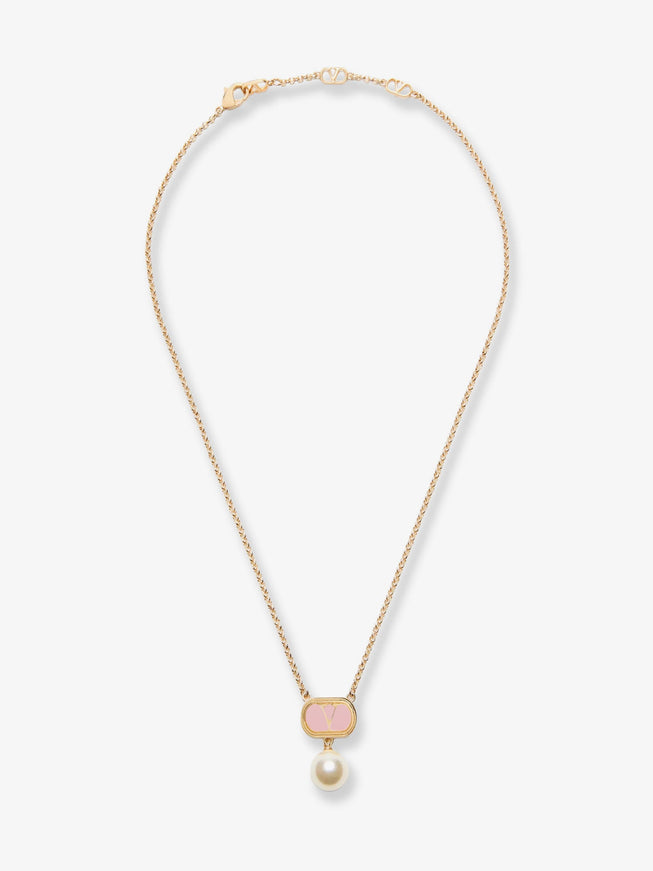 Valentino Garavani Ovalette Metal Necklace Uni Oro Rosa Cream