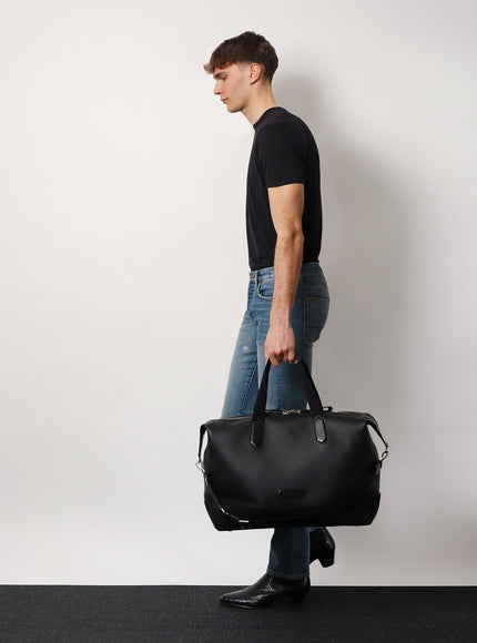 Tom Ford Leather Duffle Bag With Suede Inserts And Logo Patch