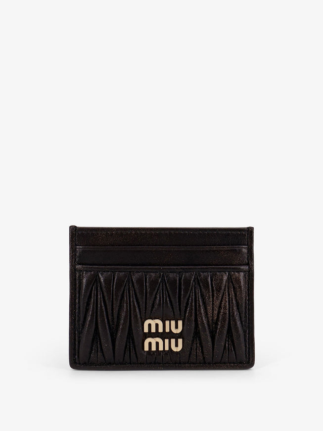 Miu Miu Quilted Leather Card Holder With Metal Lettering Logo Uni Caffe'