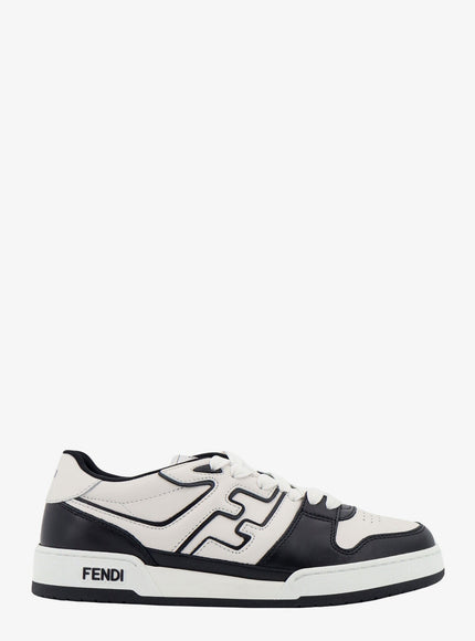 Fendi Leather Sneakers With Ff Lateral Logo Nerobianco