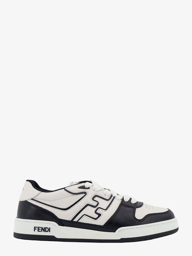 Fendi Leather Sneakers With Ff Lateral Logo Nerobianco