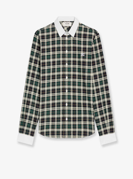 Celine Tartna Cotton Shirt Green Navy Chalk