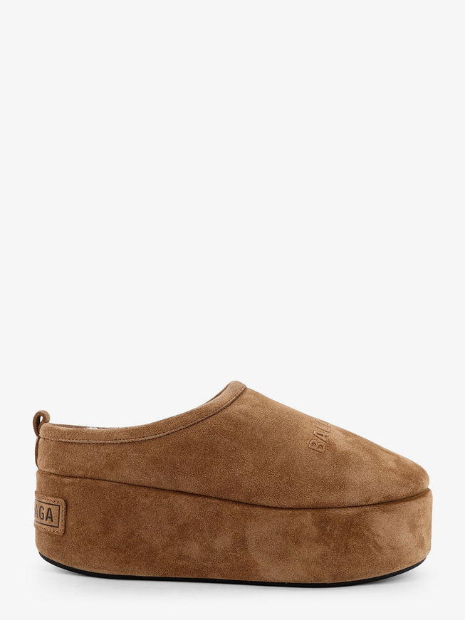 Balenciaga Alaska Soft Suede Mule With Plateau Brown White