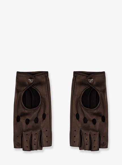 Valentino Garavani Leather Gloves Nero Oro