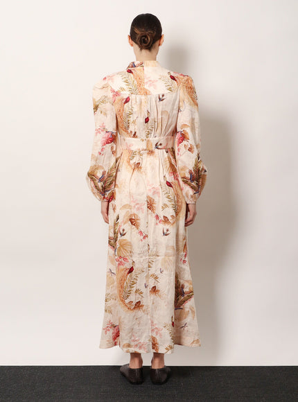 Zimmermann Ascension Plunge Linen Midi Dress