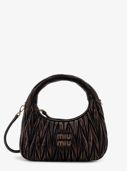 Miu Miu Wander Matelassé Suede Shoulder Bag Uni Caffe'