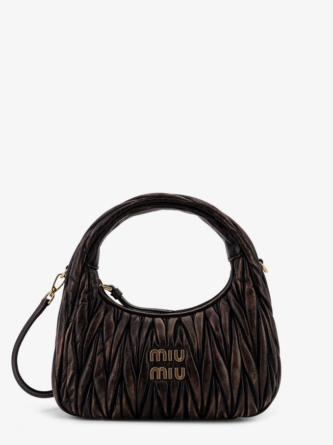 Miu Miu Wander Matelassé Suede Shoulder Bag Uni Caffe'