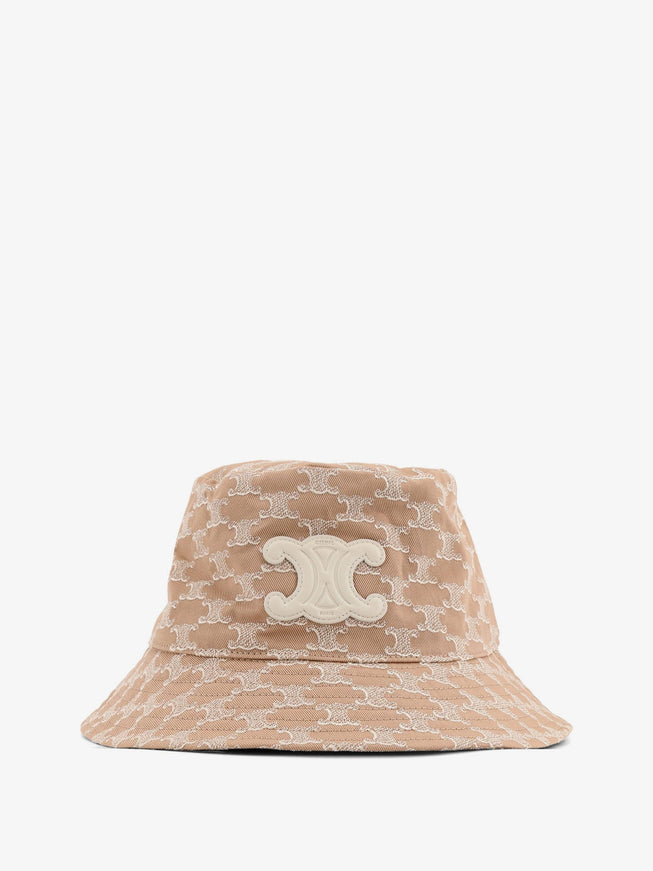 Celine Cotton Hat With Triomphe Logo All-Over Praline