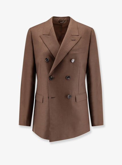 Loro Piana Tasmanian Virgin Wool Double-Breasted Blazer Tawny Bark