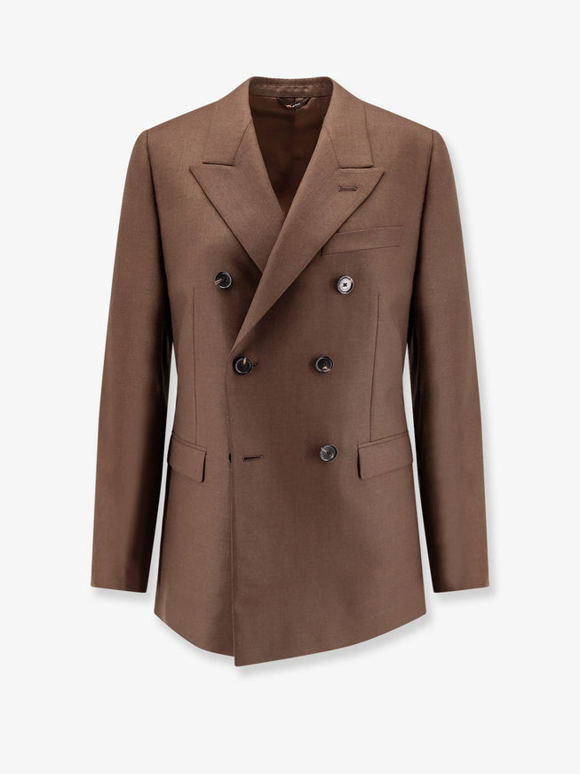 Loro Piana Tasmanian Virgin Wool Double-Breasted Blazer Tawny Bark