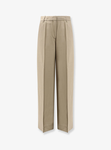 Toteme Viscose And Wool Trousers Taupe