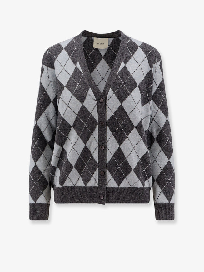 Lisa Yang Raelyn Sparkle Jacquard Cardigan Horizon Blue Graphite Sparkle