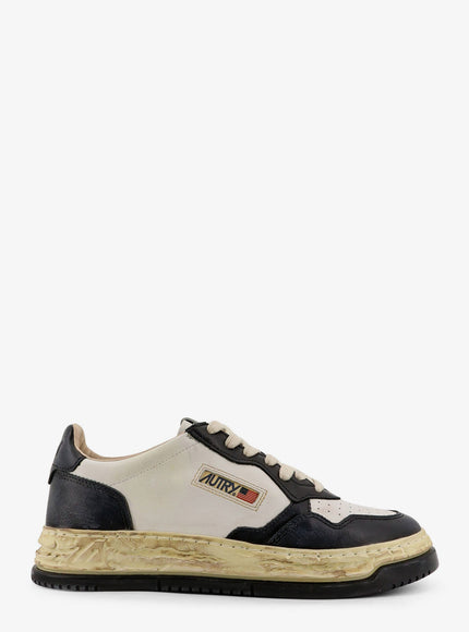 Autry Super Vintage Leather Low-Top Sneakers White Black