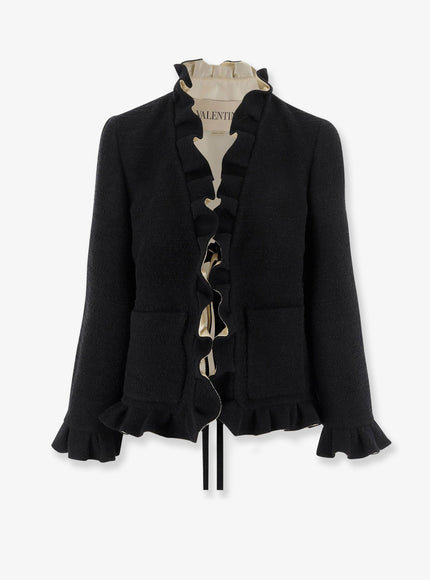Valentino Silk Blazer With Frontal Knot Nero